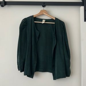 Eve Gravel Deep Green Button up
